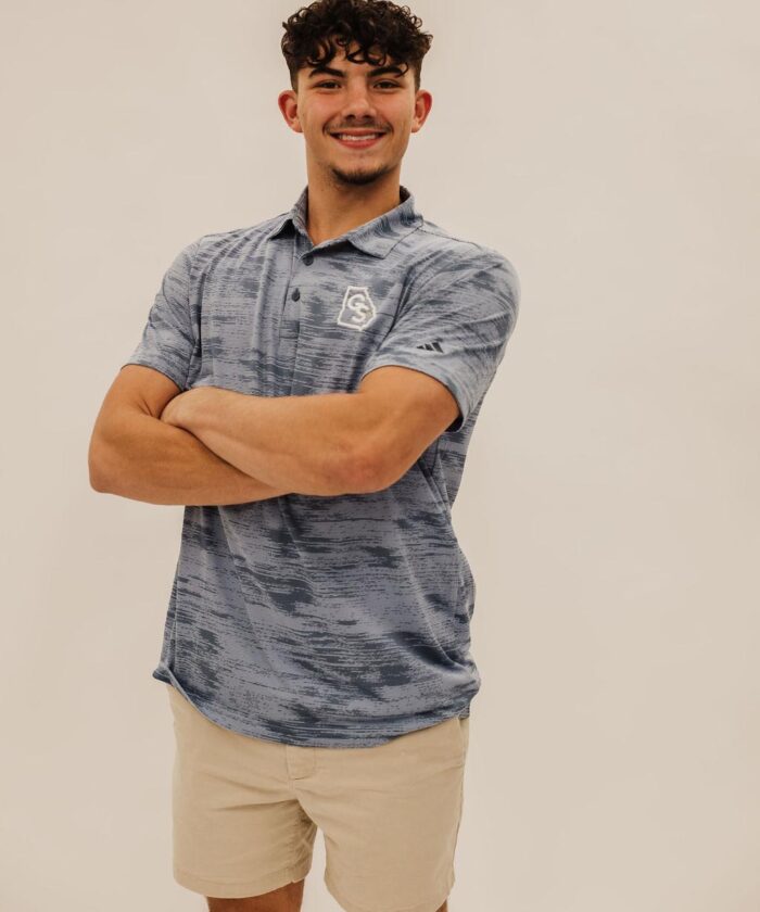 Georgia Southern Ultimate365 Textured Stripe Polo Shirt with GS State